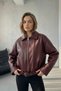 Women's Oversized Leather Jacket Coat with Fur Inside and Buckle Detail for Winter - 2