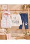 Baby Girl Hooded Rabbit Ears Puffy Vest 3-Piece Set with Long Sleeve T-Shirt and Pants - 2