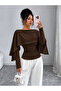 White Women's Blouse with an Elegant Cape Detail, Drawstring Waist Design, and Stylish Silhouette; an Ideal Choice for Everyday Outfits and Special Events. - 5