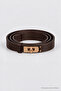 Adjustable Faux Leather Belt with Lockable Gold Buckle Lkm0004 Brown