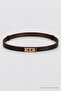 Adjustable Faux Leather Belt with Lockable Gold Buckle Lkm0004 Brown - 4