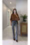 Ruvenna Blue Snow Washed Belted Straight Jeans