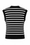 Black Striped Silver Button Pocket Knitwear Cardigan - 2Y4443 - 2