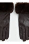 Alita City with a Difference in Color, Lcw Accessories Brown Faux Leather Plain Women's Gloves - 3