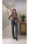 Talitta Blue Washed Cut-Leg Straight Jeans with Belt - 3