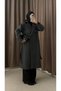 Double-Breasted Collar Cashmere Coat with Cape Detail - 4766 - Anthracite - 4