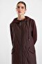 Hooded Jacquard Knitted Fabric Combination Large Size Wear-Remove Jacket Brown 6928 - 5