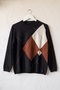 Black Crew Neck Long Sleeve Diamond Patterned Stoned Casual Knitwear Sweater 68 63 - 2