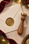 Christmas Themed Wooden Brass Candle Seal - 2.5 cm Diameter, Star Patterned Merry Christmas Printed Seal - 4