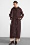 Hooded Jacquard Knitted Fabric Combination Large Size Wear-Remove Jacket Brown 6928