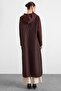Hooded Jacquard Knitted Fabric Combination Large Size Wear-Remove Jacket Brown 6928 - 6