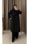 Cape Detailed Double-Breasted Collar Cashmere Coat - 4766 - Black - 2