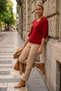 Red V-Neck Long Sleeve Ribbed Collar with Chain Accessory Casual Knitwear Sweater 63 62 - 4