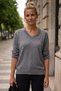 Gray Melange V-Neck Long Sleeve Ribbed Collar with Chain Accessory Casual Knitwear Sweater 63 62 - 3