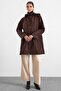 Removable Hooded Drawstring Waist Plus Size Trench Coat Brown 6936 - 3