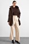 Quilted Coat with Detachable Hood and Plush Detail on the Front Brown 6937 - 3