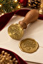 Christmas Themed Wooden Brass Candle Seal - 2.5 cm Diameter, Star Patterned Merry Christmas Printed Seal - 3