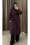 Double-Breasted Collar Cashmere Coat with Cape Detail - 4766 - Plum