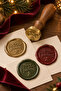 Christmas Themed Wooden Brass Candle Seal - 2.5 cm Diameter, Star Patterned Merry Christmas Printed Seal - 6