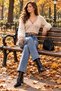 Women's Ecru Beard Yarn Crop Soft Cardigan 26029 - 3