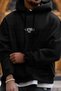 Men's Black Dont Announce Hooded Oversize 3 Yarn Raster Loose Loose Fit Hoodie Sweatshirt - 3
