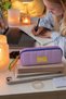 Embroidery Series Purple Large Capacity Multi-Purpose Pencil Case - 2