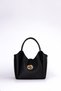 Belt buckle leather hand and shoulder bag black