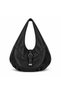 Studded Buckle Half Moon Shaped Suede Women's Shoulder Bag