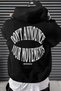 Men's Black Dont Announce Hooded Oversize 3 Yarn Raster Loose Loose Fit Hoodie Sweatshirt