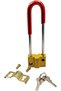 Heavy Duty Bicycle U Lock, Anti-Theft Bike Security Lock with Long Shackle, 2 Keys and Mounting Bracket, Durable Keyed U-Shaped Lock for Bikes, E-Bikes & Electric Scooters, Red/Gold - 3