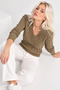 Women's Camel Knitted Detailed V-Neck Sweater - 2