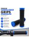Bicycle Handlebar Grips, Anti-Slip Textured Rubber Bike Handle Grips, Comfortable Slip-On Replacement for MTB, Mountain, City & E-Bike, Black & Blue, 1 Pair - 3