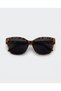 Rosa Leopard Black Trend Color Cornered Slanted Large Cut Sunglasses Glass Uv400 Protected - 4