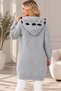 Women's Hooded Long Sleeve Diamond Patterned Stripe Detailed Stylish Comfortable Fit Soft Trend Casual Gray Knitwear Cardigan - 3
