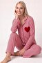 Women's Red Buttoned Pajama Set 30144 - 3