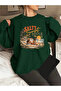 Retro Printed Oversize Cotton Long Sleeve Basic Sweatshirt