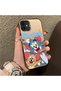 iPhone 12 Mini Compatible Cute Cartoon Cat and Mouse Case, Shock-Absorbing Structure, Matte Texture