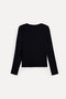 Women's Black Modal Blend Fitted Crew Neck Long Sleeve T-Shirt - 2