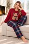 Cozy Teddy Red Sandy Fabric Plaid Pattern Plus Size Women's Pajamas Set