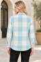 Women's Buttoned Long Sleeve Plaid Patterned Relaxed Cut Chest Pocket Stylish Casual Green White Shirt - 3
