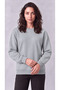 Women's Gray Crew Neck Soft Puff Fabric Casual Comfortable Sweatshirt - 4