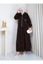 Women's Tesettür Velvet Skirt Suit with Pockets - 6