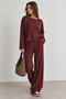 Wide Leg Trousers with Elastic Waist and Front Stitching Detail |   Mkw6811505-1 - 2