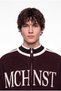 Men's Mchnst Written Sleeve Striped Zippered Knitwear Dark Brown - 2