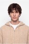 Men's Hooded Zippered Knitwear Beige - 2