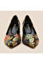Valley Ethnic Pattern Closed Back Gold Galvanized Feta Heeled Shoes - 3