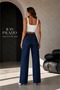 Lado Women's Navy Blue Lycra Super High Waist Loose Jeans Palazzo Trousers - 3