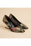 Valley Ethnic Pattern Closed Back Gold Galvanized Feta Heeled Shoes - 5