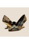 Valley Ethnic Pattern Closed Back Gold Galvanized Feta Heeled Shoes - 4