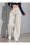 Ladin Women's Beige Lycra Super High Waist Loose Leg Denim Palazzo Trousers